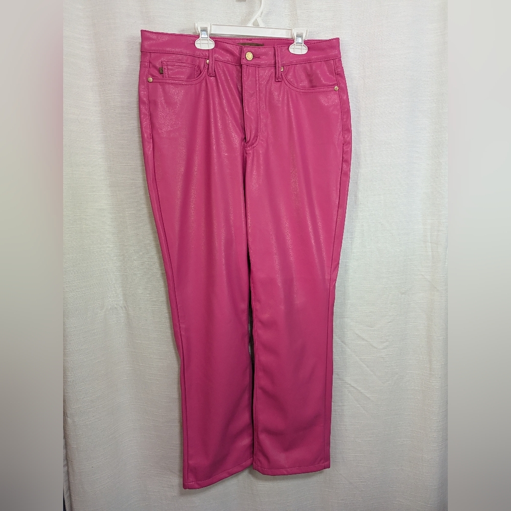 Judy Blue Hot Pink Leather Like Pants Size 11/30